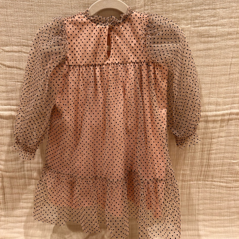 BRAND NEW!! Zara baby girl Flocked Combination Polka Dot dress 2-3T - Picture 6 of 6